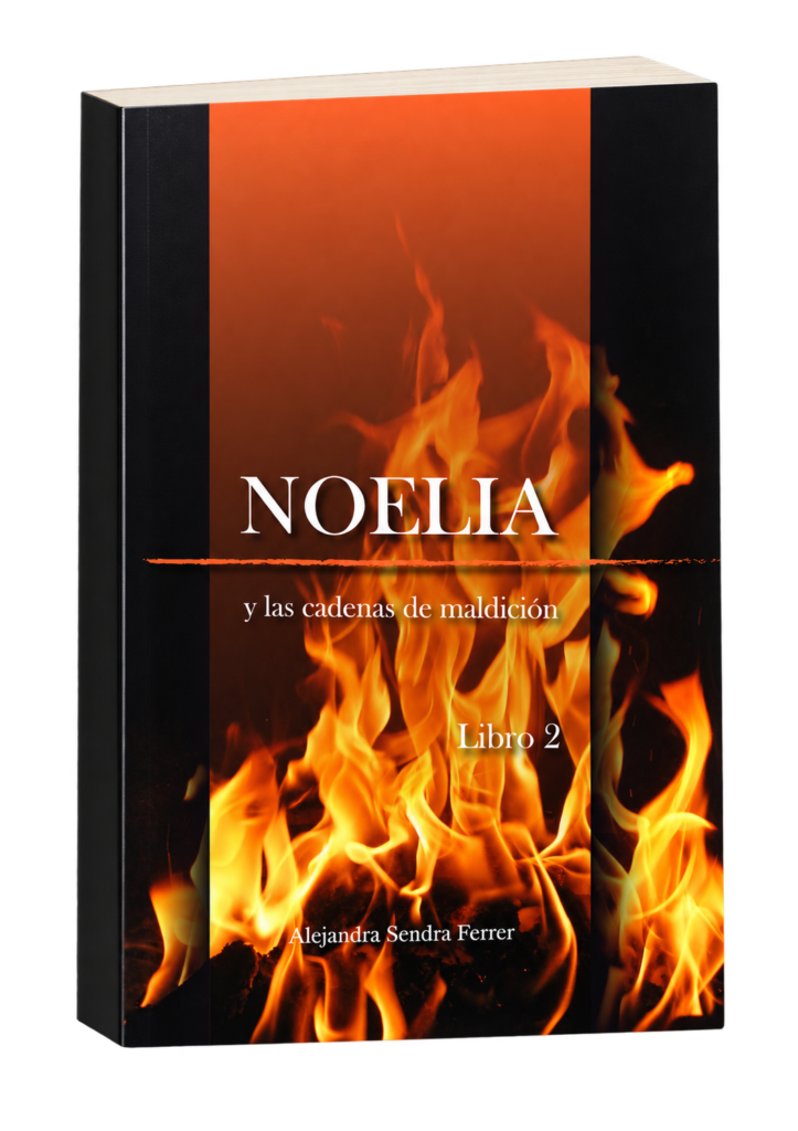 maqueta del libro noelia, portada de fuego